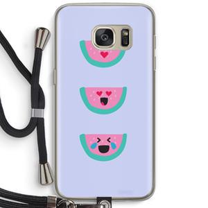 CaseCompany Smiley watermeloen: Samsung Galaxy S7 Transparant Hoesje met koord