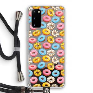 CaseCompany Pink donuts: Samsung Galaxy S20 Transparant Hoesje met koord