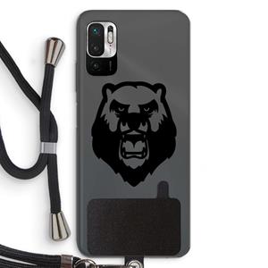 CaseCompany Angry Bear (black): Xiaomi Redmi Note 10 5G Transparant Hoesje met koord