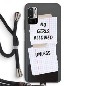CaseCompany No Girls Allowed Unless: Xiaomi Redmi Note 10 5G Transparant Hoesje met koord