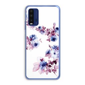 CaseCompany Waterverf bloemen: Xiaomi Redmi 9T Transparant Hoesje