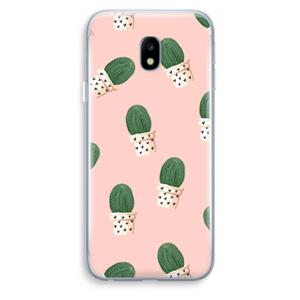 CaseCompany Cactusprint roze: Samsung Galaxy J3 (2017) Transparant Hoesje