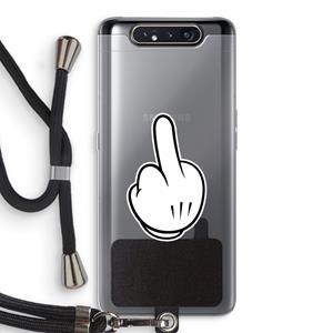 CaseCompany Middle finger white: Samsung Galaxy A80 Transparant Hoesje met koord