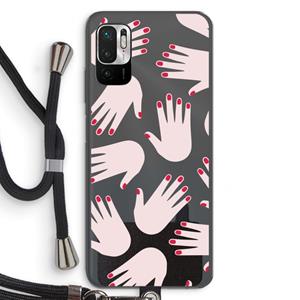 CaseCompany Hands pink: Xiaomi Redmi Note 10 5G Transparant Hoesje met koord