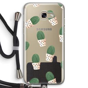 CaseCompany Cactusprint roze: Samsung Galaxy A5 (2017) Transparant Hoesje met koord