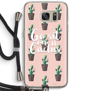 CaseCompany Cactus quote: Samsung Galaxy S7 Transparant Hoesje met koord