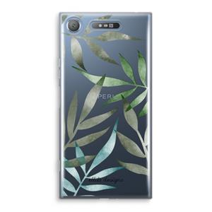 CaseCompany Tropical watercolor leaves: Sony Xperia XZ1 Transparant Hoesje