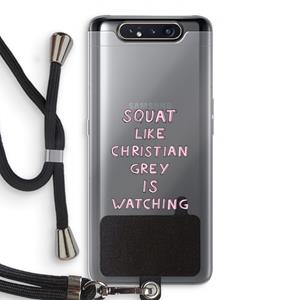 CaseCompany Christian Grey: Samsung Galaxy A80 Transparant Hoesje met koord