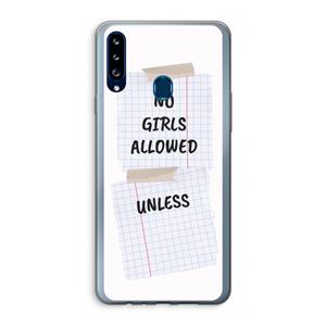 CaseCompany No Girls Allowed Unless: Samsung Galaxy A20s Transparant Hoesje