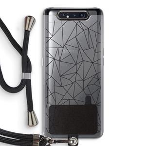 CaseCompany Geometrische lijnen zwart: Samsung Galaxy A80 Transparant Hoesje met koord