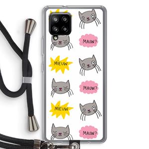 CaseCompany Meow: Samsung Galaxy A42 5G Transparant Hoesje met koord