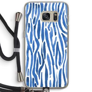 CaseCompany Blauwe nerven: Samsung Galaxy S7 Transparant Hoesje met koord