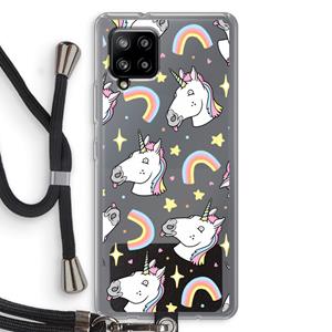 CaseCompany Rainbow Unicorn: Samsung Galaxy A42 5G Transparant Hoesje met koord