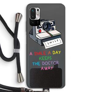 CaseCompany Smile: Xiaomi Redmi Note 10 5G Transparant Hoesje met koord