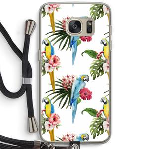 CaseCompany Kleurrijke papegaaien: Samsung Galaxy S7 Transparant Hoesje met koord