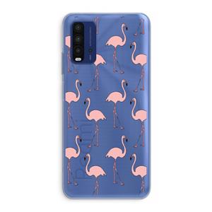 CaseCompany Anything Flamingoes: Xiaomi Redmi 9T Transparant Hoesje