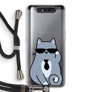 CaseCompany Cool cat: Samsung Galaxy A80 Transparant Hoesje met koord