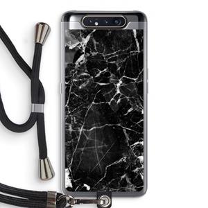 CaseCompany Zwart Marmer 2: Samsung Galaxy A80 Transparant Hoesje met koord