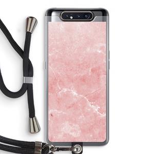 CaseCompany Roze marmer: Samsung Galaxy A80 Transparant Hoesje met koord