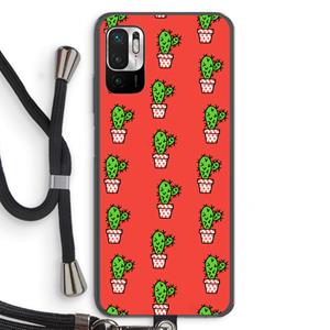 CaseCompany Mini cactus: Xiaomi Redmi Note 10 5G Transparant Hoesje met koord