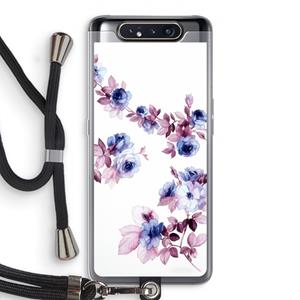 CaseCompany Waterverf bloemen: Samsung Galaxy A80 Transparant Hoesje met koord