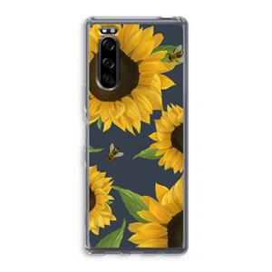 CaseCompany Sunflower and bees: Sony Xperia 5 Transparant Hoesje