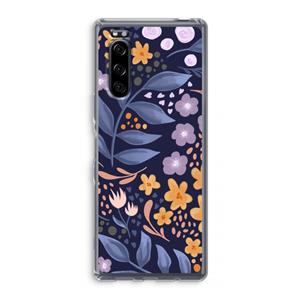 CaseCompany Flowers with blue leaves: Sony Xperia 5 Transparant Hoesje