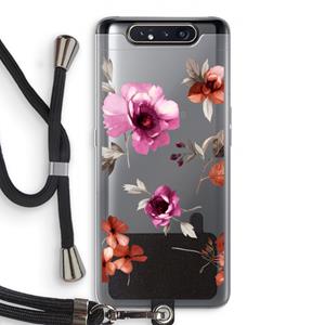 CaseCompany Geschilderde bloemen: Samsung Galaxy A80 Transparant Hoesje met koord