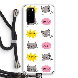 CaseCompany Meow: Samsung Galaxy S20 Transparant Hoesje met koord