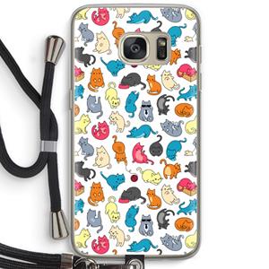 CaseCompany Kleurrijke katten: Samsung Galaxy S7 Transparant Hoesje met koord