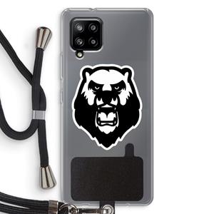 CaseCompany Angry Bear (white): Samsung Galaxy A42 5G Transparant Hoesje met koord