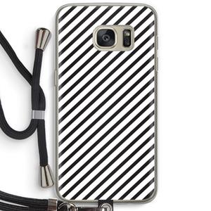 CaseCompany Strepen zwart-wit: Samsung Galaxy S7 Transparant Hoesje met koord
