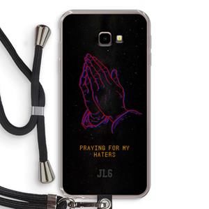 CaseCompany Praying For My Haters: Samsung Galaxy J4 Plus Transparant Hoesje met koord