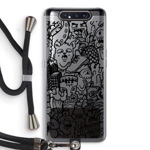 CaseCompany Vexx Black Mixtape: Samsung Galaxy A80 Transparant Hoesje met koord