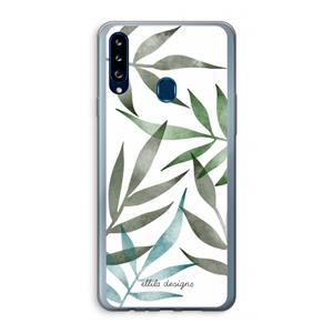CaseCompany Tropical watercolor leaves: Samsung Galaxy A20s Transparant Hoesje