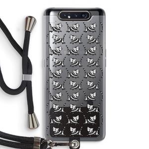 CaseCompany Zwarte poes: Samsung Galaxy A80 Transparant Hoesje met koord