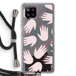 CaseCompany Hands pink: Samsung Galaxy A42 5G Transparant Hoesje met koord
