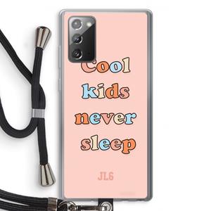 CaseCompany Cool Kids Never Sleep: Samsung Galaxy Note 20 / Note 20 5G Transparant Hoesje met koord