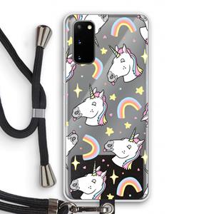 CaseCompany Rainbow Unicorn: Samsung Galaxy S20 Transparant Hoesje met koord