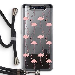 CaseCompany Anything Flamingoes: Samsung Galaxy A80 Transparant Hoesje met koord