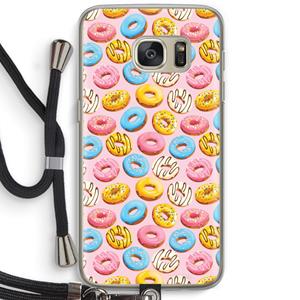 CaseCompany Pink donuts: Samsung Galaxy S7 Transparant Hoesje met koord