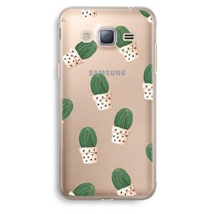 CaseCompany Cactusprint roze: Samsung Galaxy J3 (2016) Transparant Hoesje