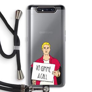 CaseCompany Gimme a call: Samsung Galaxy A80 Transparant Hoesje met koord