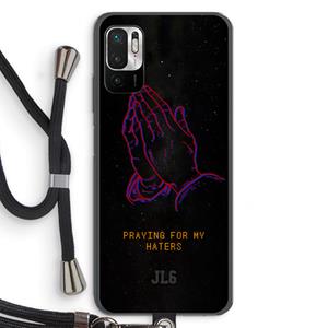 CaseCompany Praying For My Haters: Xiaomi Redmi Note 10 5G Transparant Hoesje met koord