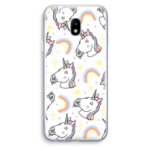 CaseCompany Rainbow Unicorn: Samsung Galaxy J3 (2017) Transparant Hoesje