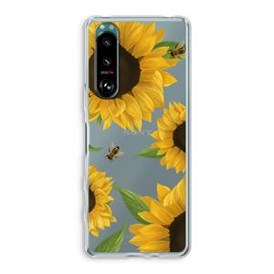 CaseCompany Sunflower and bees: Sony Xperia 5 III Transparant Hoesje