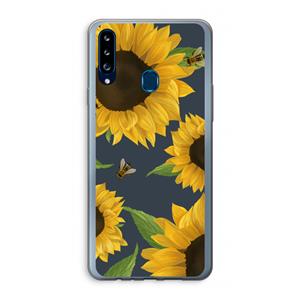 CaseCompany Sunflower and bees: Samsung Galaxy A20s Transparant Hoesje