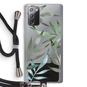 CaseCompany Tropical watercolor leaves: Samsung Galaxy Note 20 / Note 20 5G Transparant Hoesje met koord
