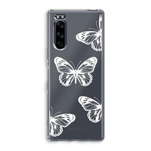 CaseCompany White butterfly: Sony Xperia 5 Transparant Hoesje