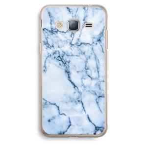 CaseCompany Blauw marmer: Samsung Galaxy J3 (2016) Transparant Hoesje